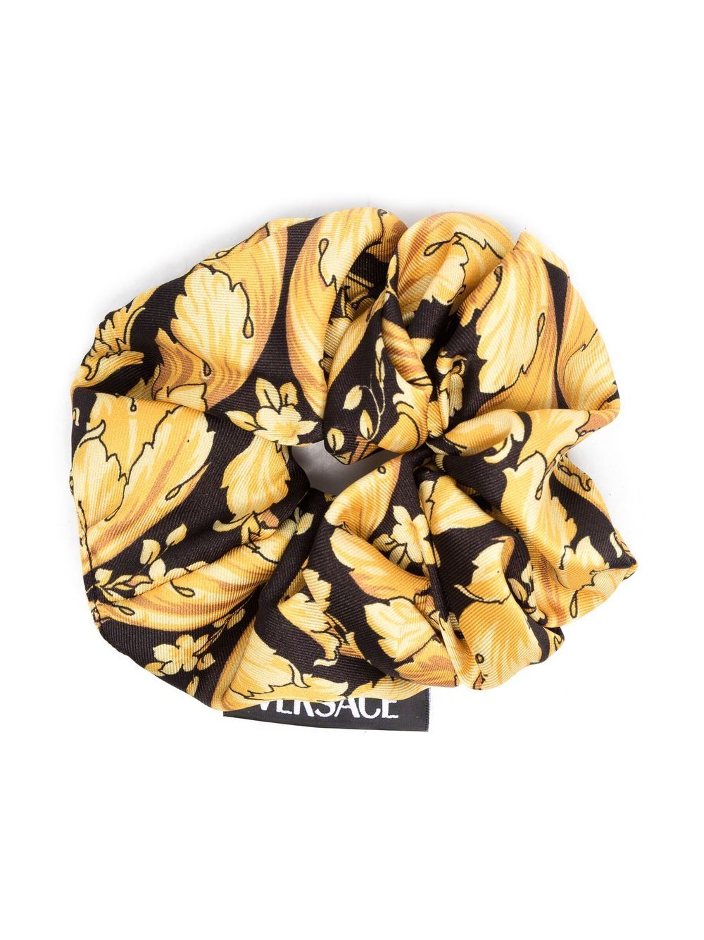 VERSACE KIDS Barocco-print Logo-tag Scrunchie Black/Gold  display picture 3