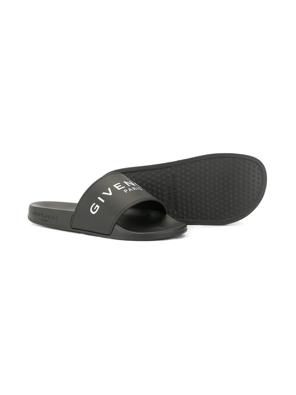 GIVENCHY KIDS Logo Band Pool Slides Black Maison De Fashion