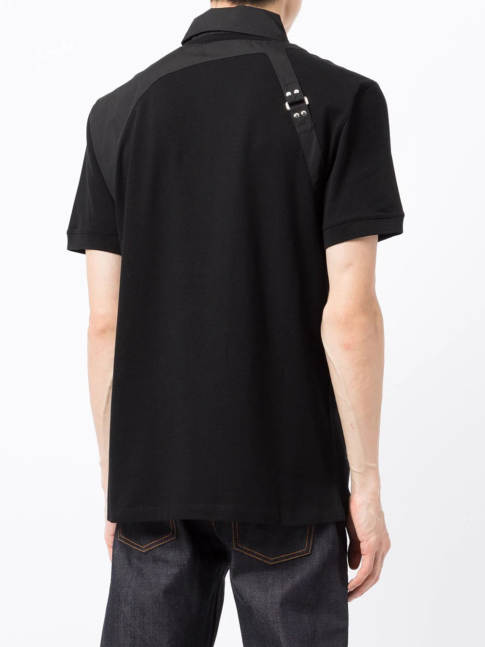 ALEXANDER MCQUEEN Buckle-detail Polo Shirt Black - MAISONDEFASHION.COM