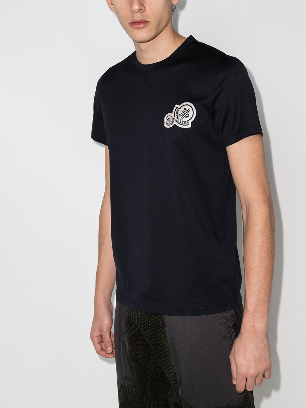 【関税込み】Moncler ブラック Double Logo Tシャツ Black Monogram Cotton T-Shirt - Polos & T-shirts for Men