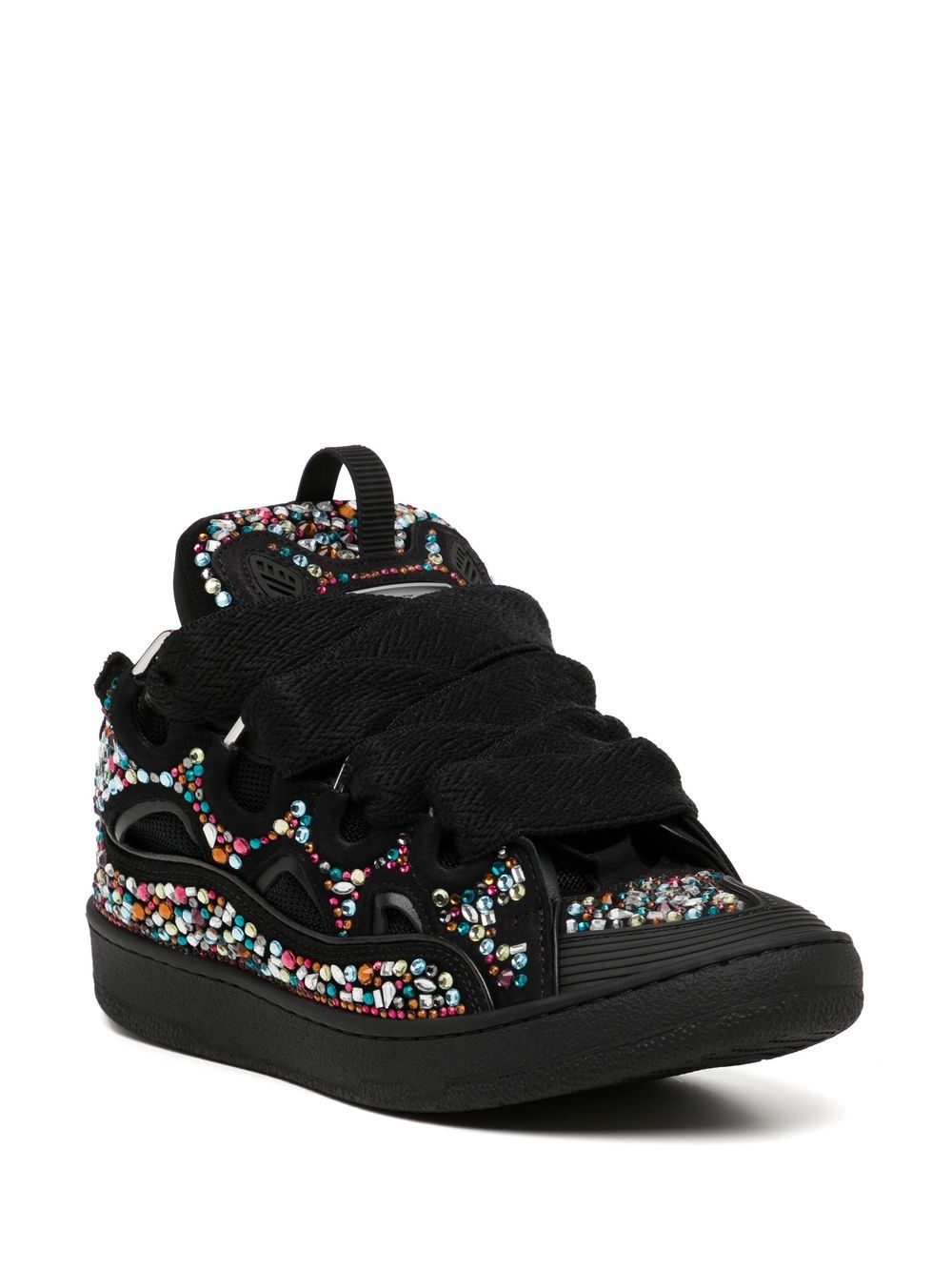LANVIN Curb rhinestone sneakers Black/Multicolour