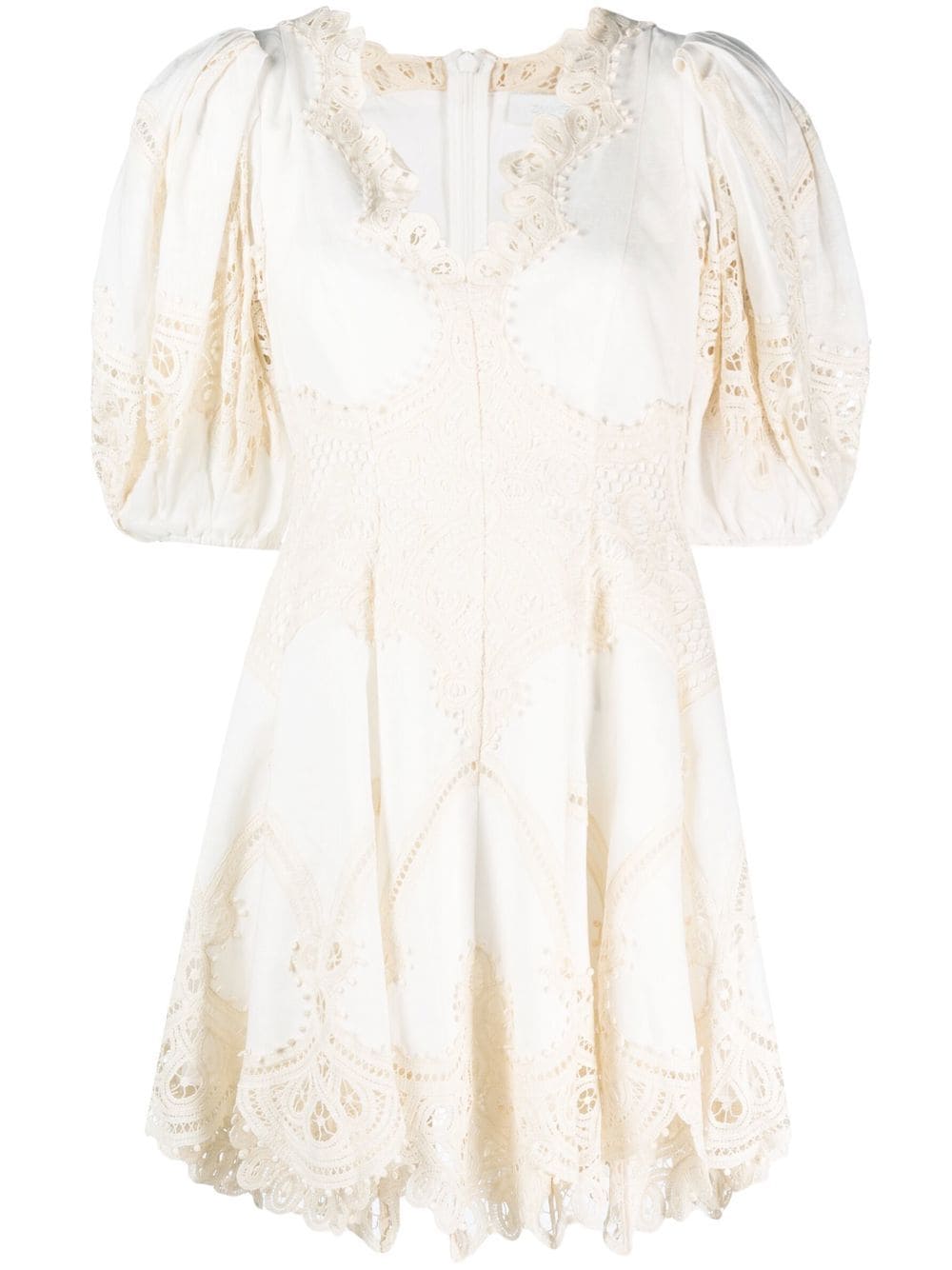 ZIMMERMANN WOMEN Tiggy Embroidered Mini Dress Ivory Natural