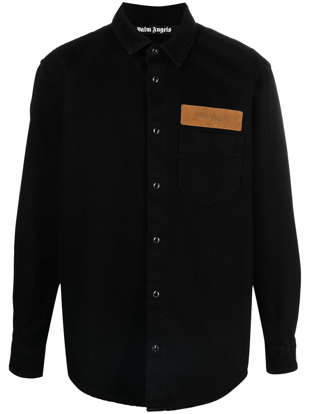 PALM ANGELS Curved Logo Denim Shirt Black – MAISONDEFASHION.COM