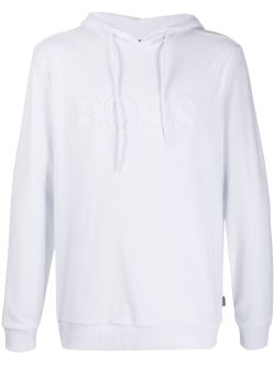 BOSS Longsleeve Hooded Sweatshirt White - Maison De Fashion