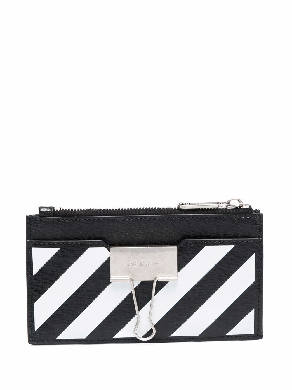 OFF-WHITE WOMEN Diagonal-stripe binder-clip cardholder black/White –  MAISONDEFASHION.COM