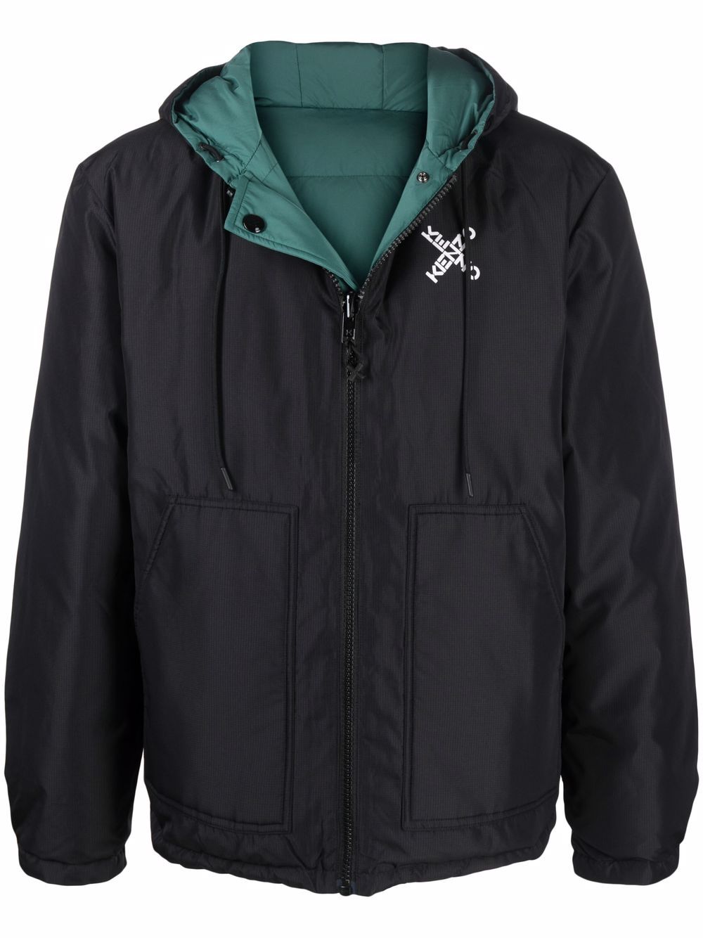 KENZO Cross Logo Reversible Padded Jacket Black – MAISONDEFASHION.COM