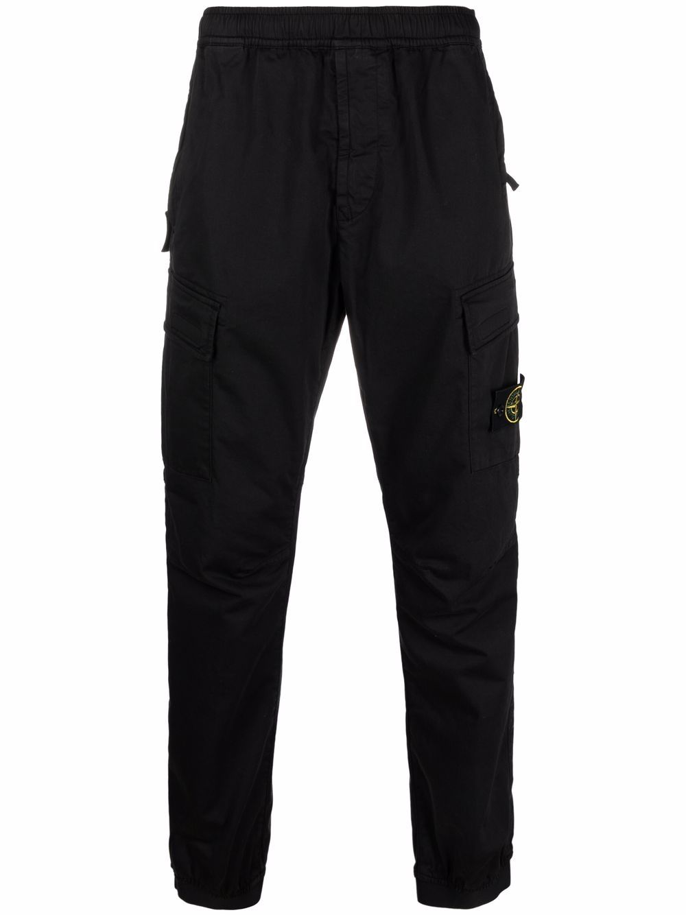 STONE ISLAND Logo Patch Cargo Trousers Black –