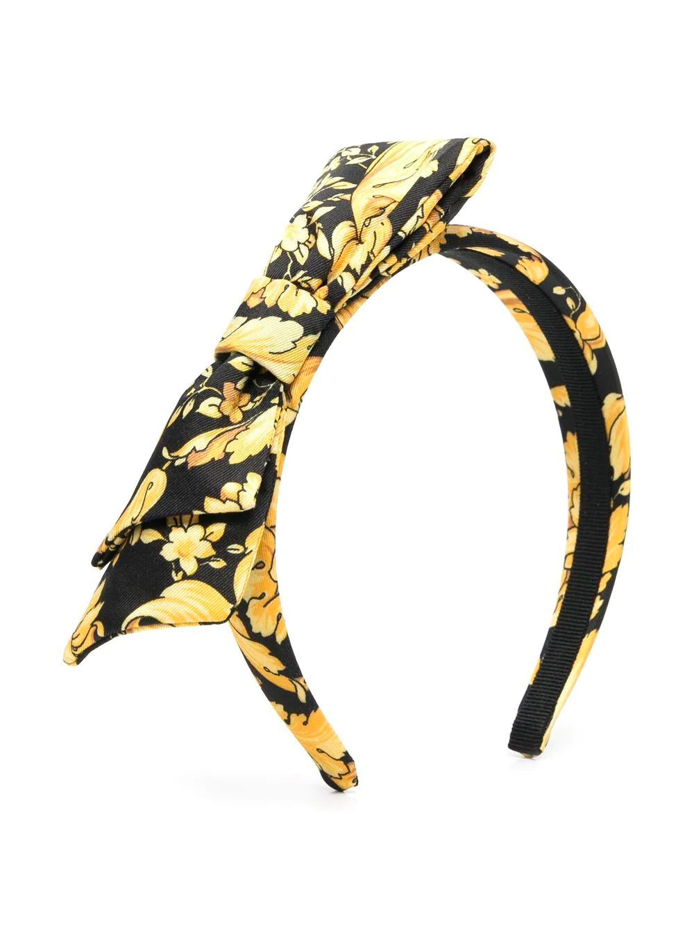 NEW WITH TAGS Versace Kids\' Baroccoflage Headband Yellow Grey Black VERSACE KIDS Baroque Print Headband Black – MAISONDEFASHION.COM main image 4