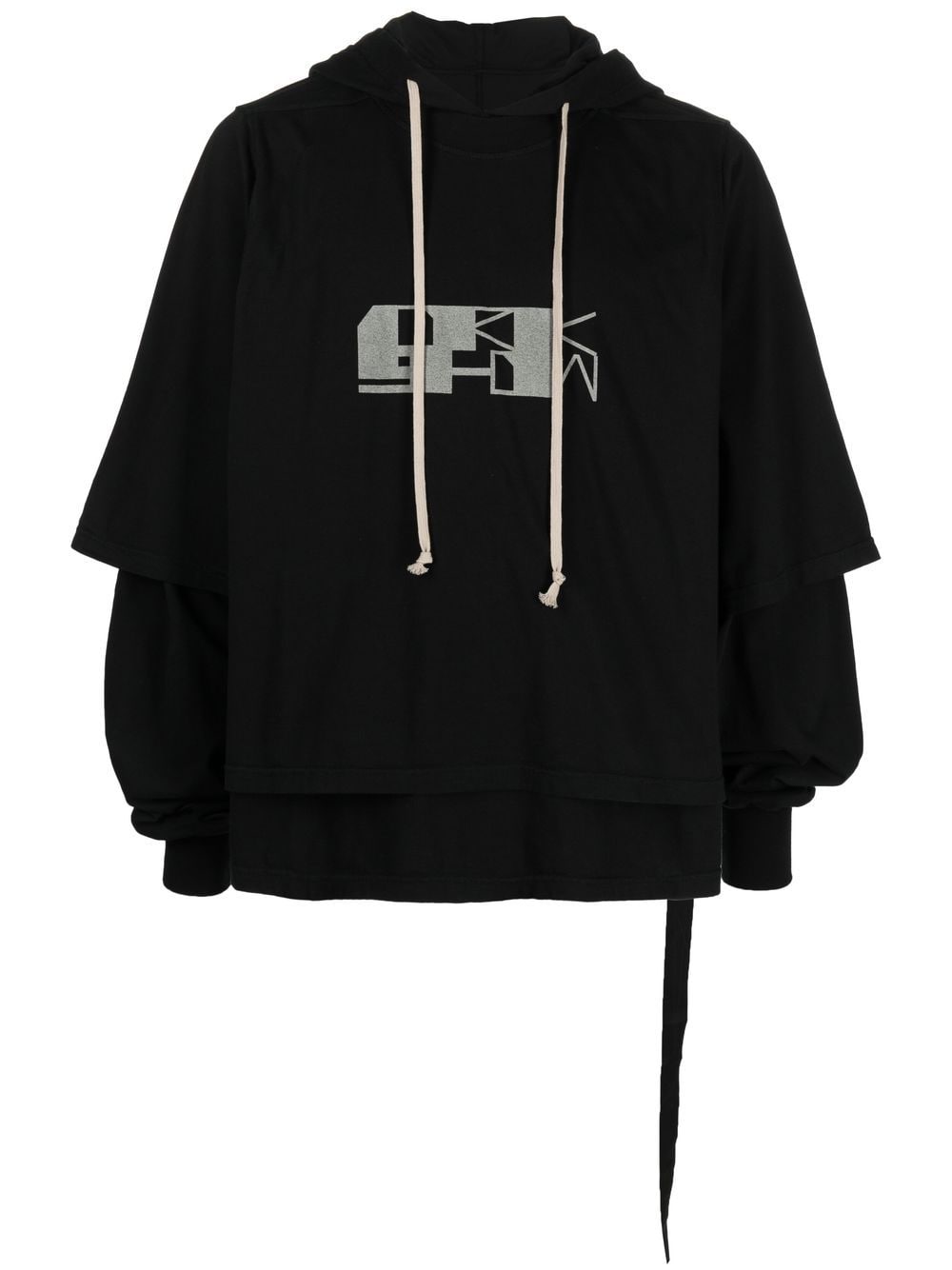 RICK OWENS DRKSHDW Logo Print Hustler Hoodie Black