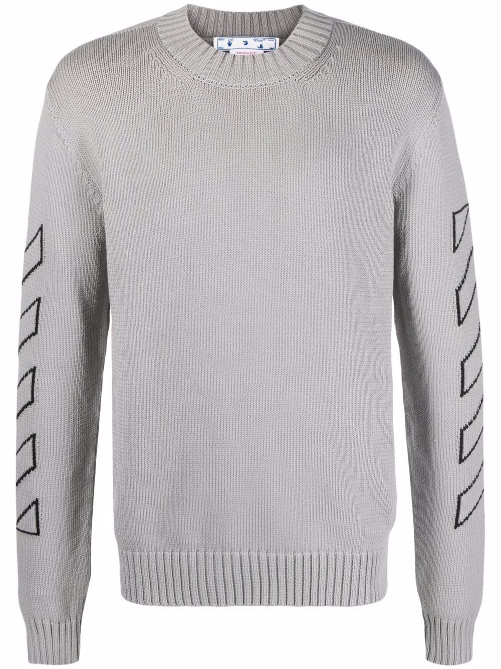 Wool Off White Jumper Grey OFF-WHITE Diag Outline Knitted