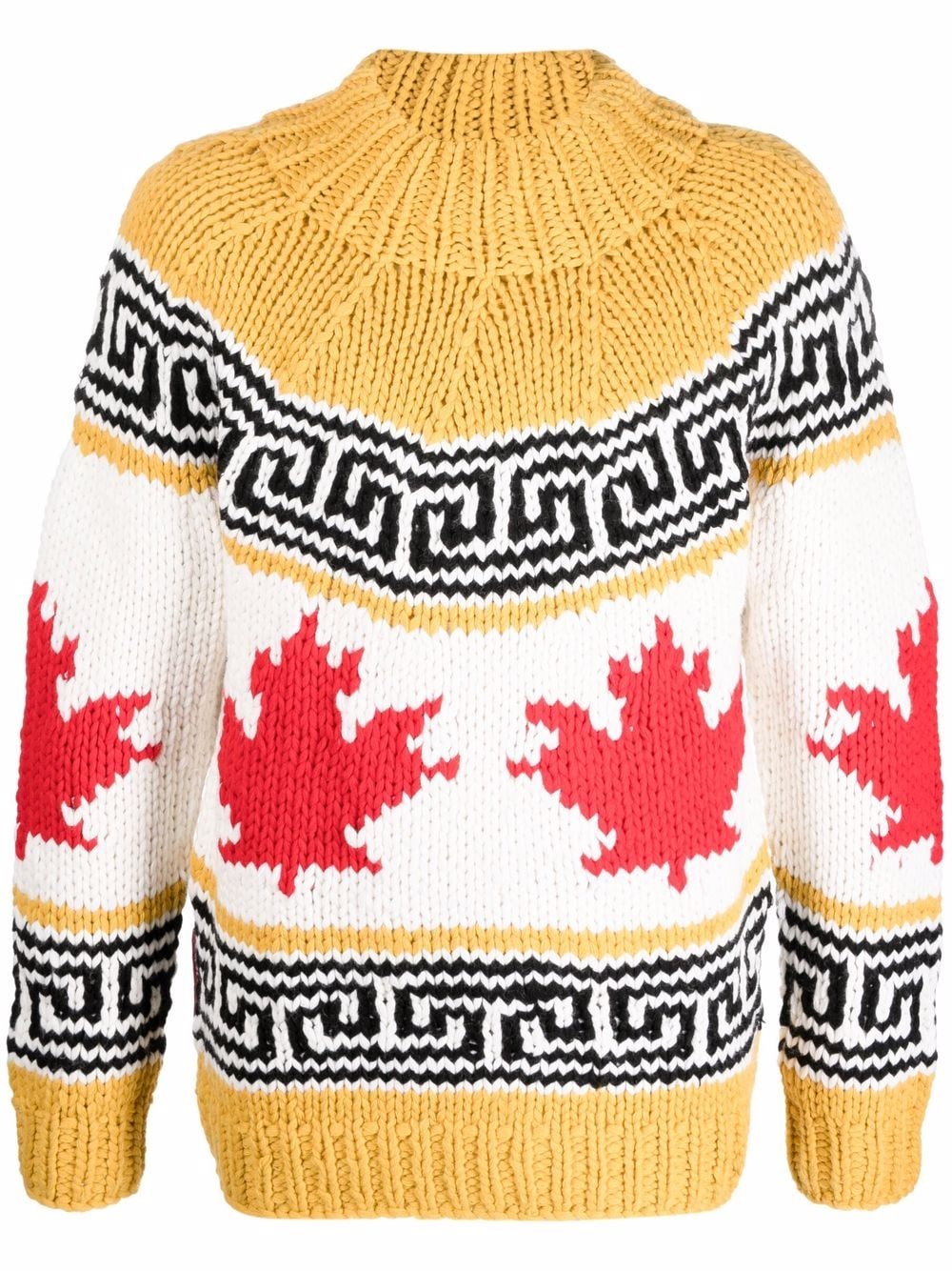 DSQUARED2 Maple Leaf Knit Sweater Yellow/Black – MAISONDEFASHION.COM