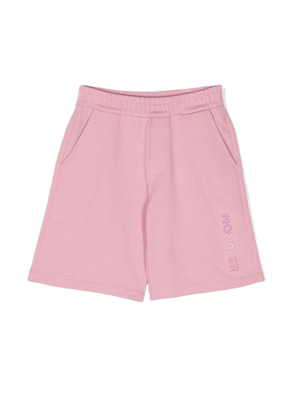 MONCLER KIDS Logo Embossed Shorts Pink – MAISONDEFASHION.COM