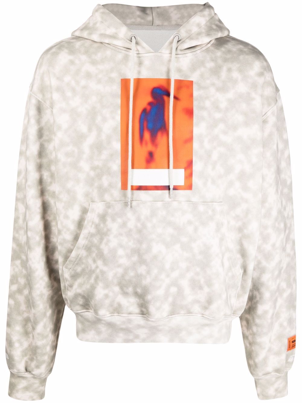 HERON PRESTON Censored Heron Graphic Hoodie Beige