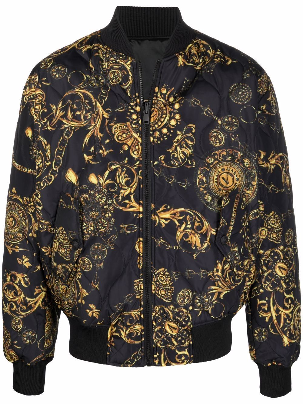 VERSACE Reversible Baroque Bomber Jacket Black –