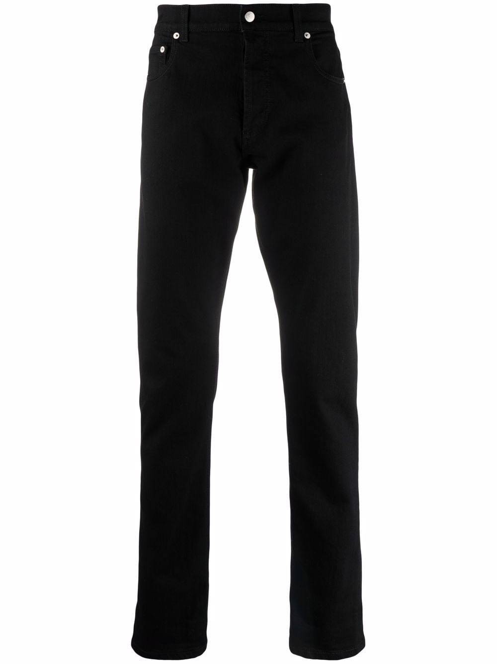 ALEXANDER MCQUEEN Logo Embroidered Skinny Jeans Black - MAISONDEFASHION.COM