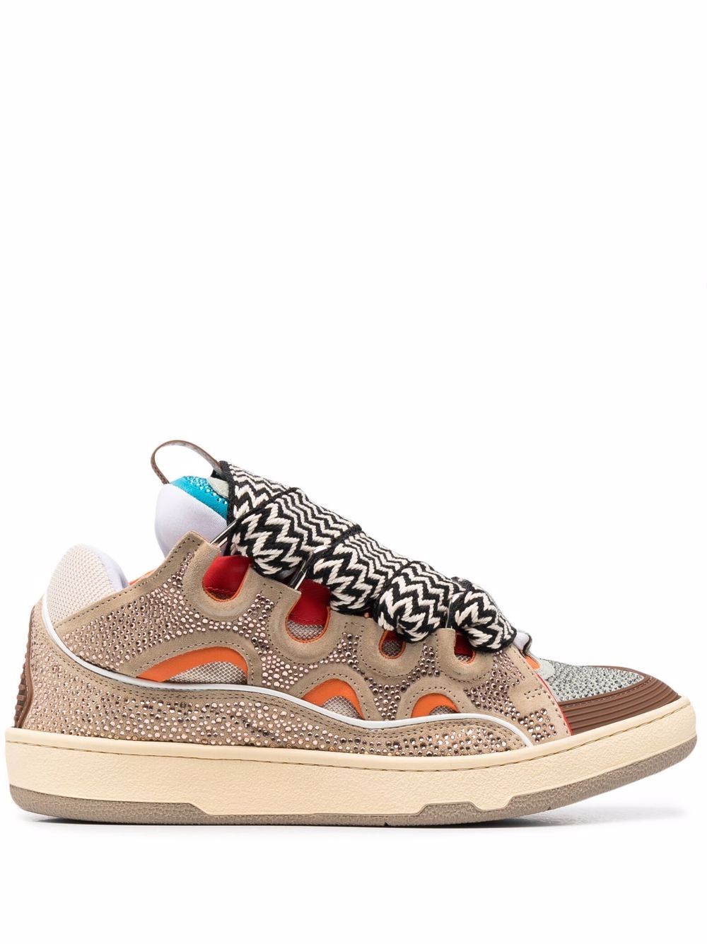 LANVIN Rhinestone Curb Sneakers Beige –