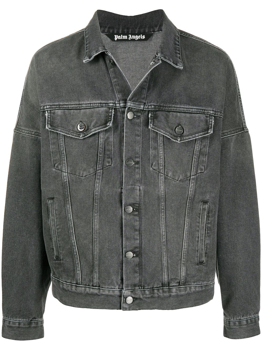 PALM ANGELS Logo Over Denim Jacket Black White –