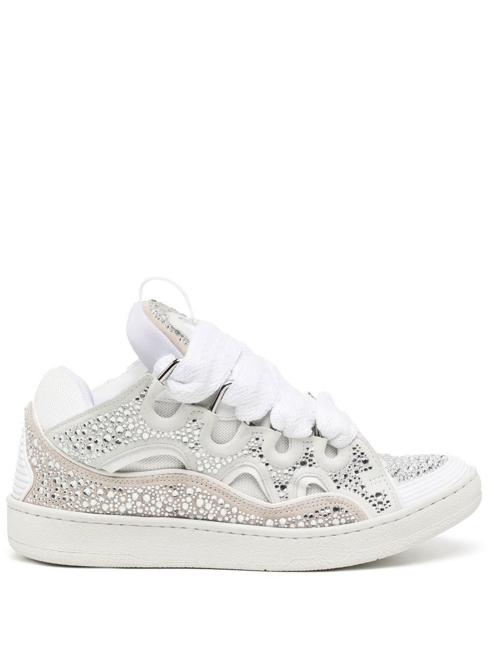 LANVIN Curb rhinestone sneakers White/Silver