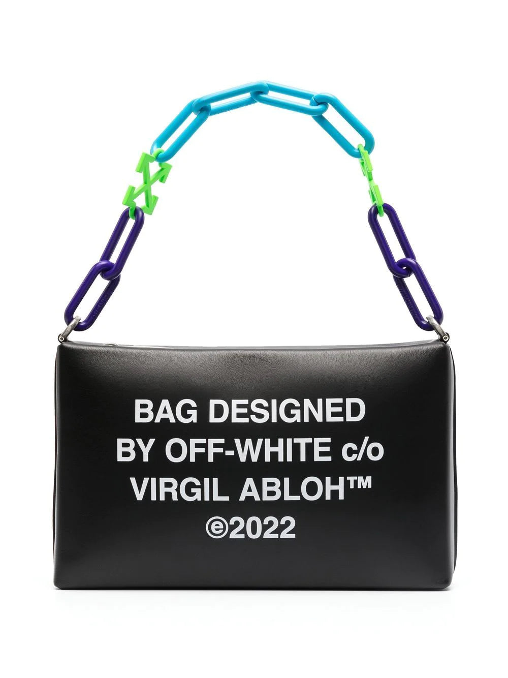 OFF-WHITE WOMEN Block Pouch Quote Clutch Bag Black/Green