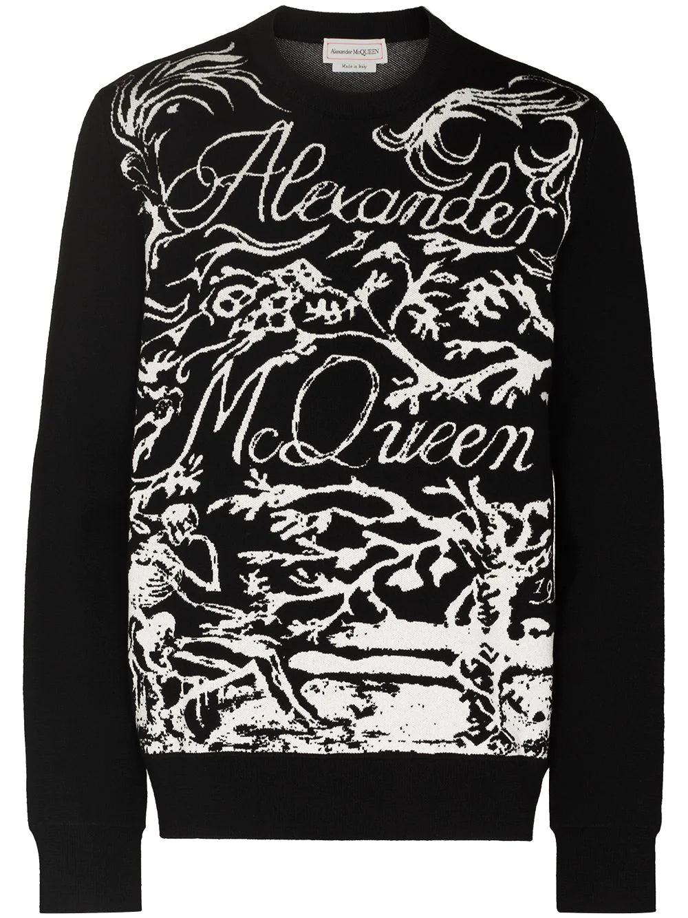 ALEXANDER MCQUEEN Intarsia Knit Sweatshirt Black – MAISONDEFASHION.COM