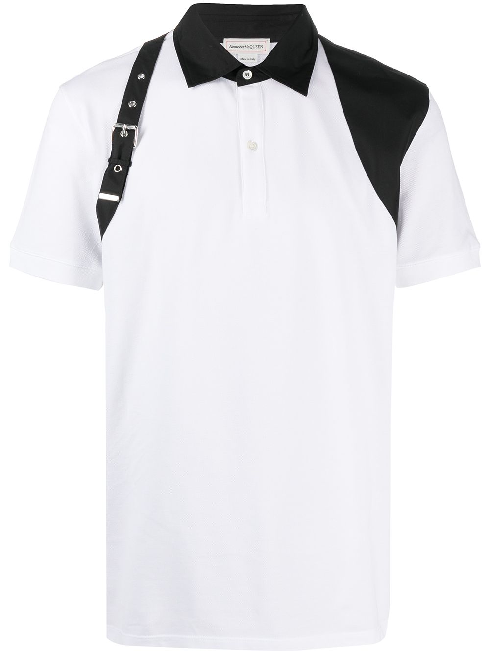 ALEXANDER MCQUEEN Buckle Harness Polo Shirt White/Black