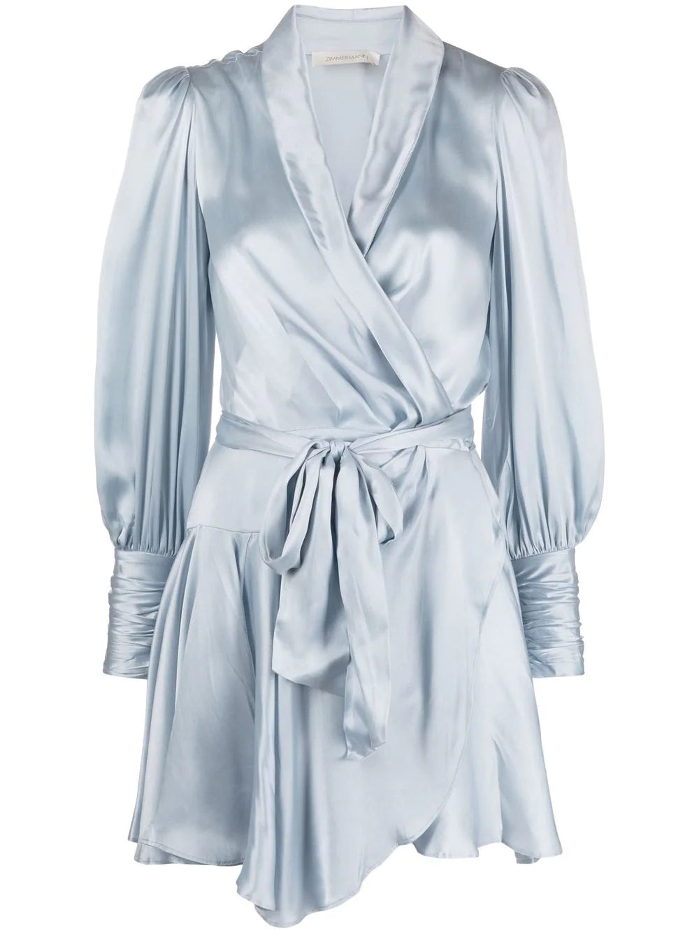 ZIMMERMANN WOMEN Silk Wrap Mini Dress Ice Blue – MAISONDEFASHION.COM