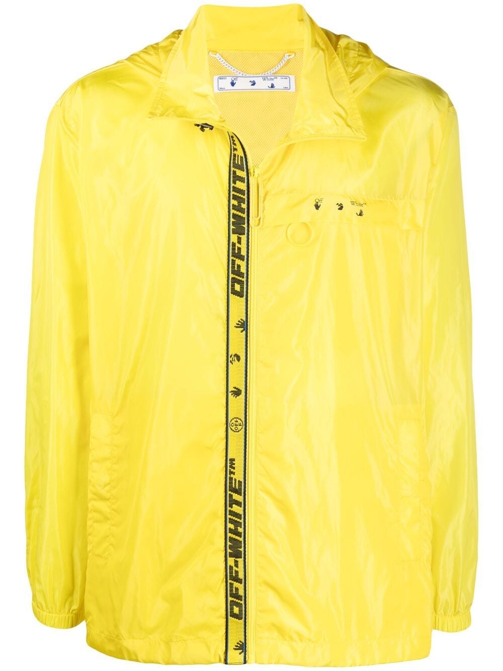 OFF-WHITE Logo Print Zip Up Windbreaker Yellow –