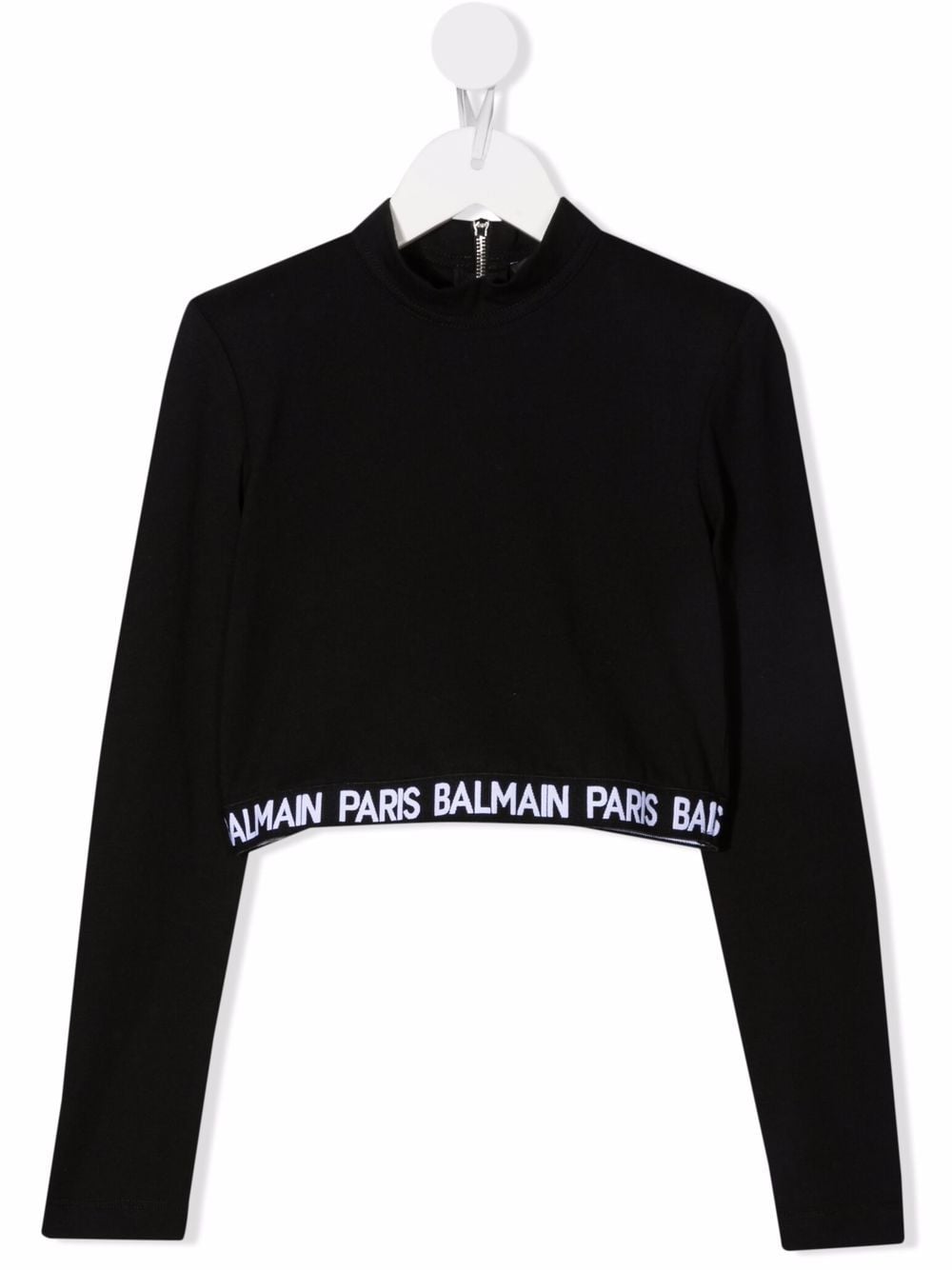BALMAIN KIDS Logo tape cropped T-shirt Black –