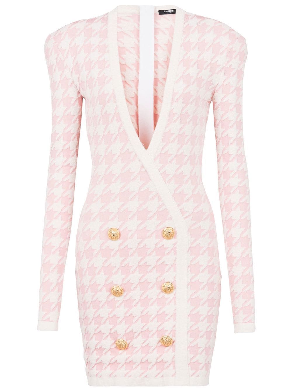 BALMAIN WOMEN Houndstooth Tweed Short Dress White/Pink – MAISONDEFASHION.COM