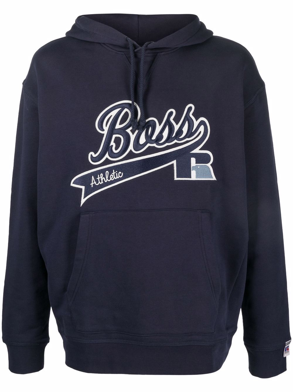 BOSS X RUSSELL ATHLETIC Embroidered-logo hoodie Navy - MAISONDEFASHION.COM