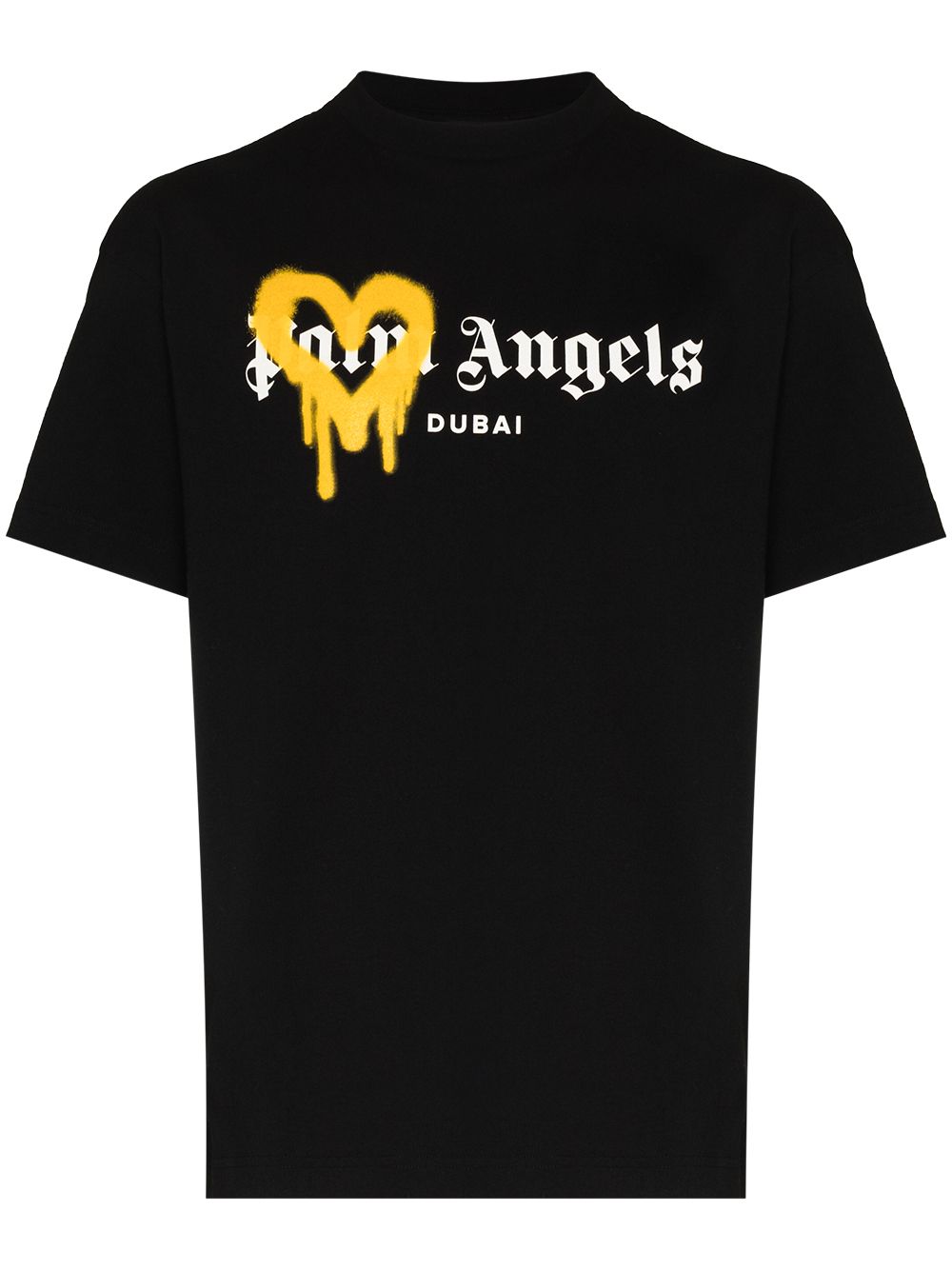PALM ANGELS Dubai Heart Sprayed T-Shirt Black - MAISONDEFASHION.COM