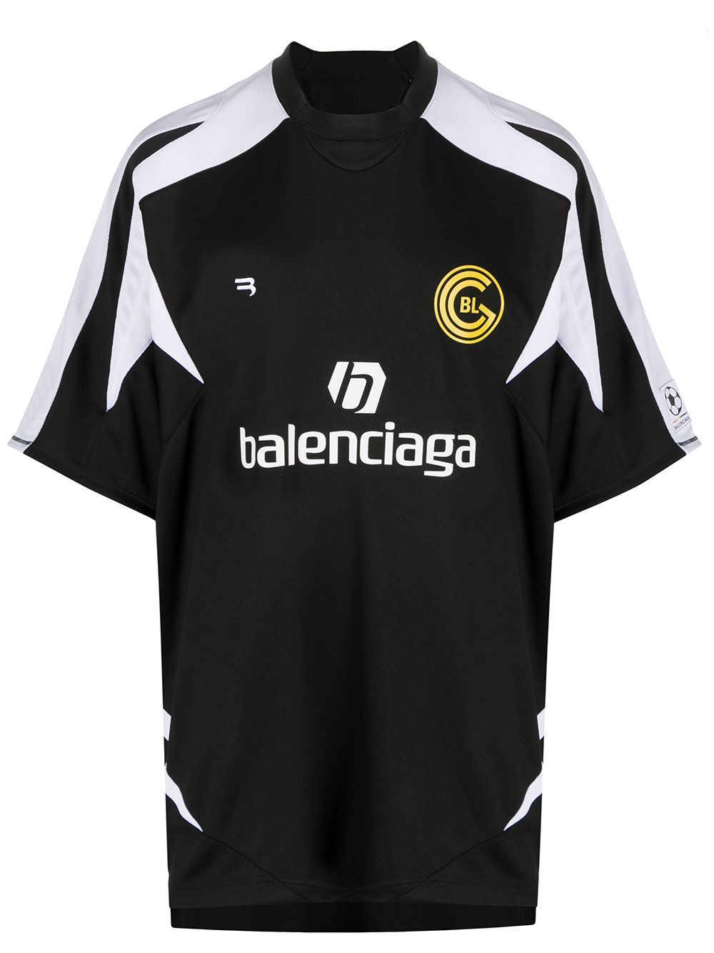 BALENCIAGA ×  Soccer Game Shirt BALENCIAGA Panelled Logo Soccer Shirt Black – MAISONDEFASHION.COM