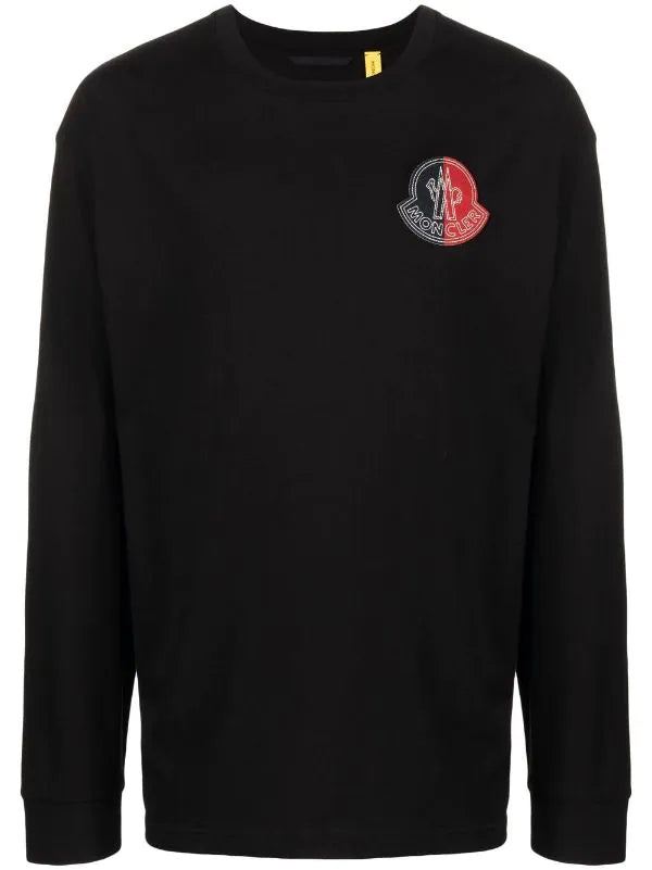 MONCLER GENIUS 1952 X 2 Long Sleeve Logo Patch T-Shirt Black MONCLER GENIUS 1952 X 2 Long Sleeve Logo Patch T-Shirt Black