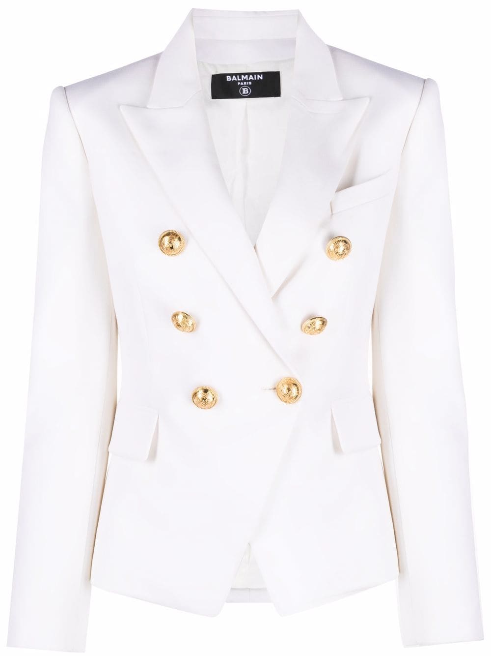BALMAIN WOMEN Double-breasted blazer White - MAISONDEFASHION.COM