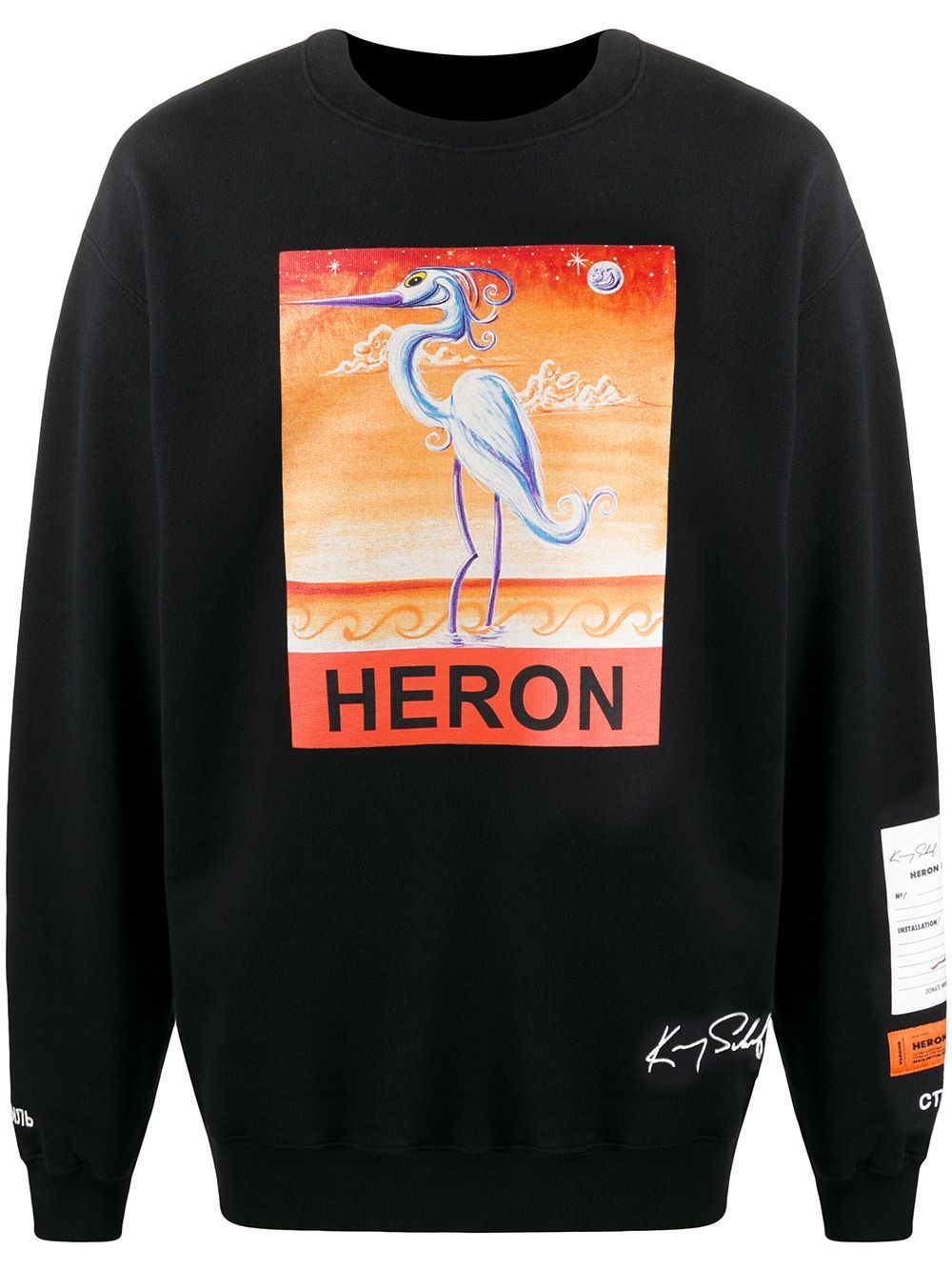 HERON PRESTON Swan Print Sweatshirt Black Maison De Fashion