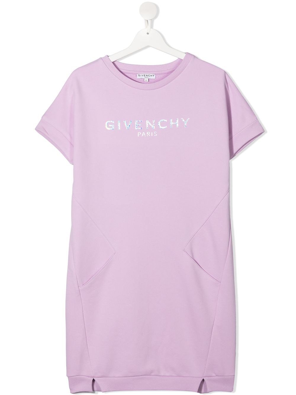 GIVENCHY KIDS Metallic Logo T-Shirt Dress Purple –