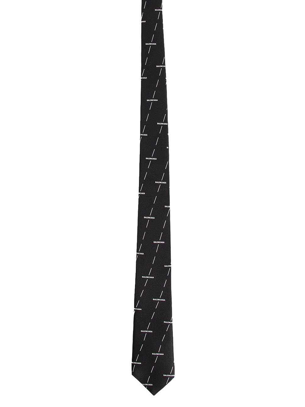 BALENCIAGA  Diagonal licence print silk tie Black - MAISONDEFASHION.COM