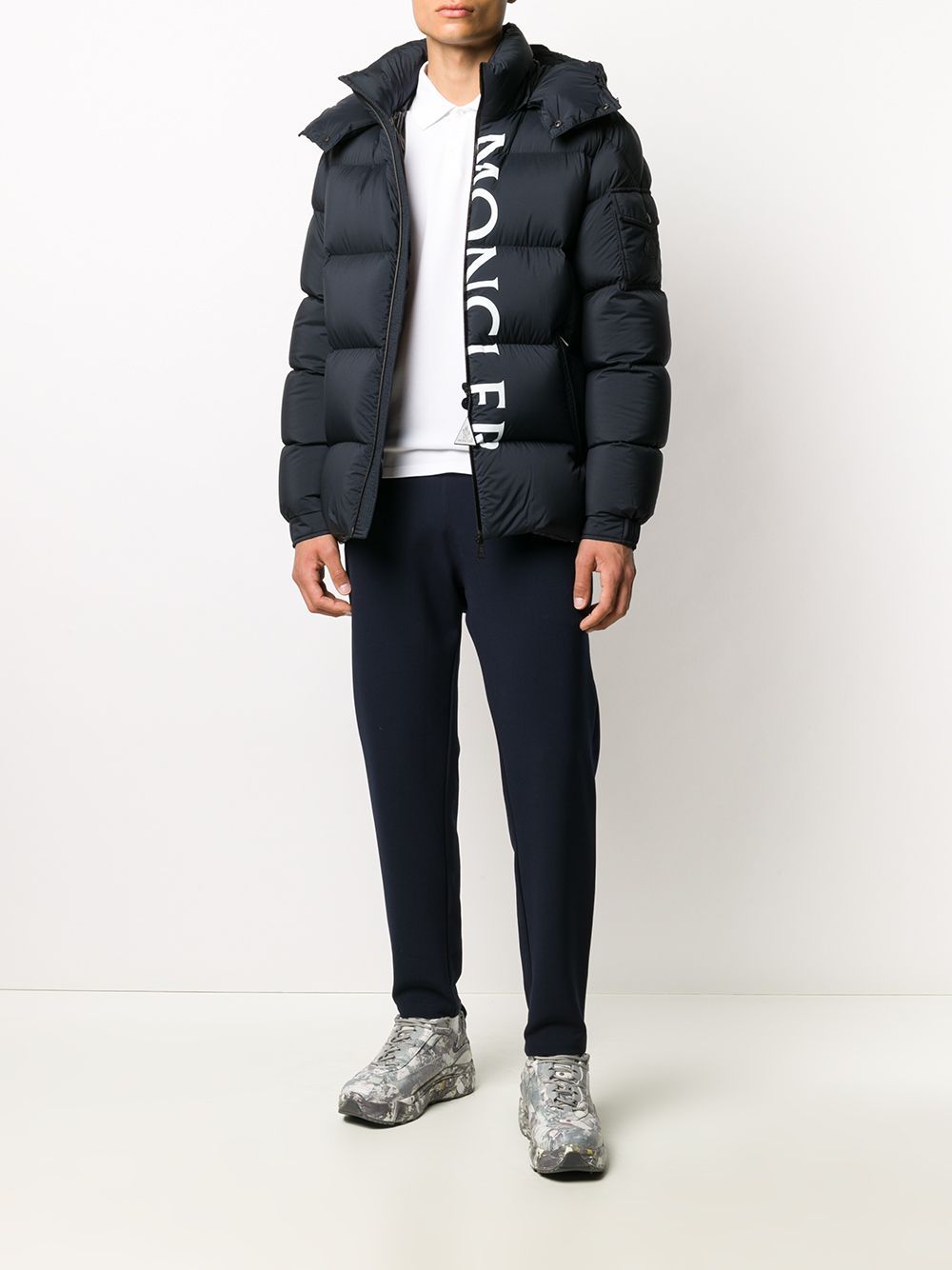 MONCLER logo puffer jacket navy Maison De Fashion