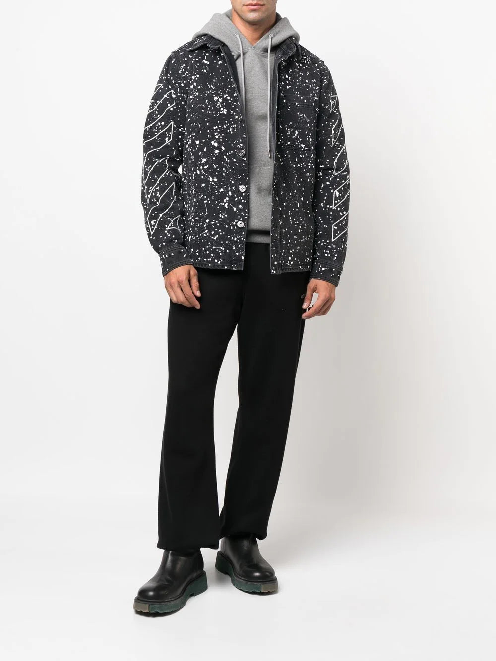 OFF-WHITE Diag Outline Paint Denim Shirt Black/White