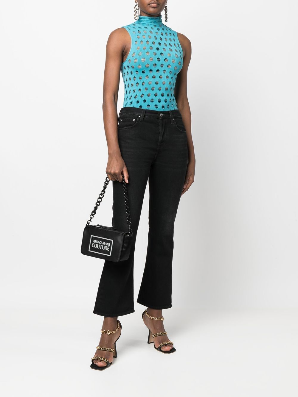 VERSACE JEANS COUTURE WOMEN Logo Shoulder Bag Black VERSACE JEANS COUTURE WOMEN Logo Shoulder Bag Black