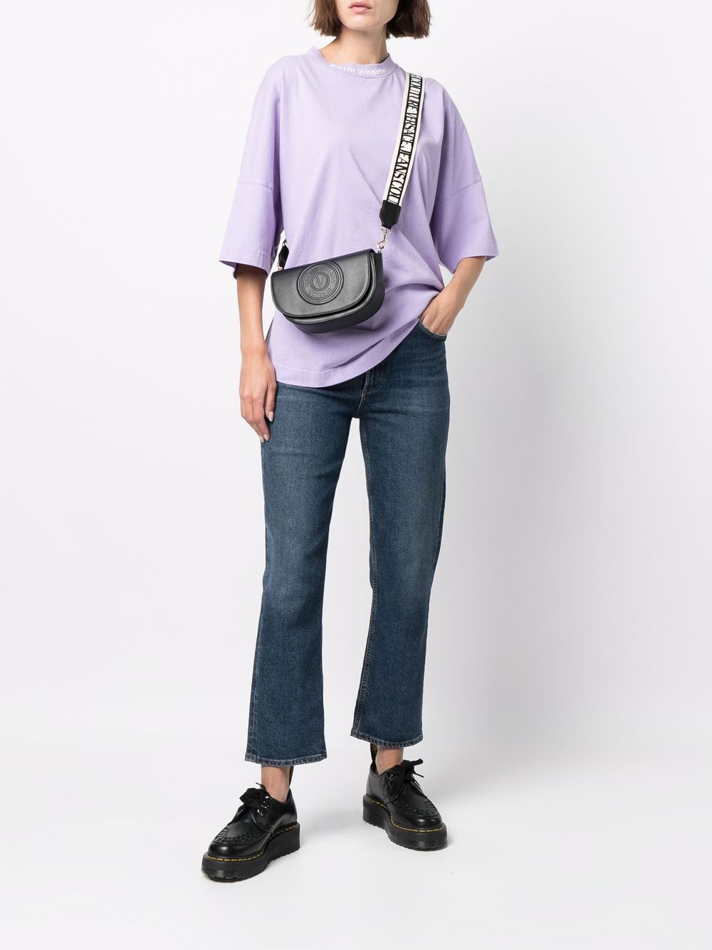 VERSACE JEANS COUTURE WOMEN Logo Embossed Crossbody Bag Black