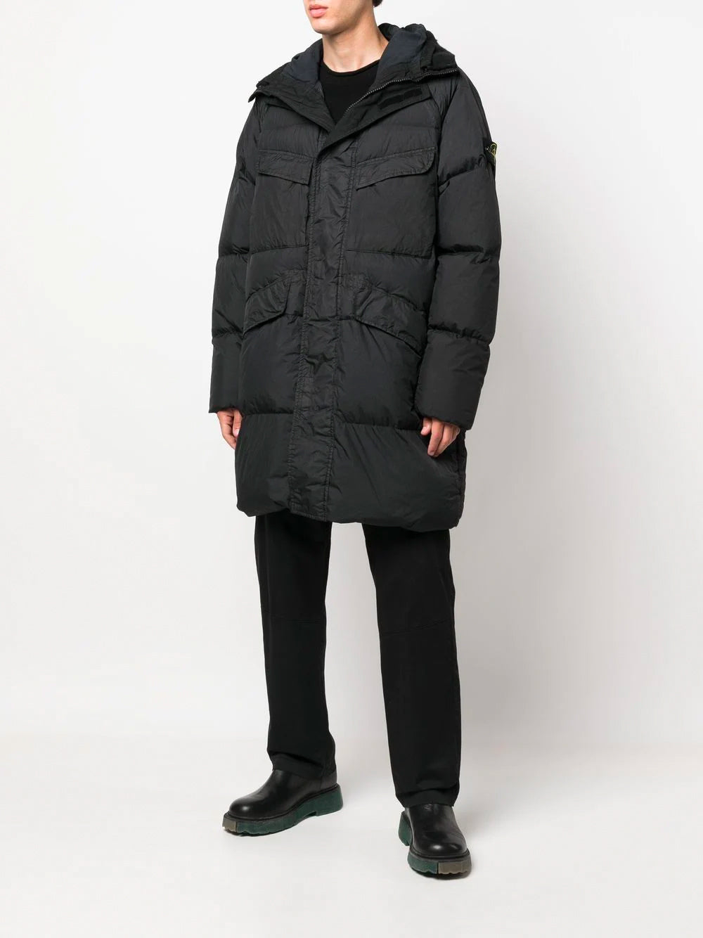STONE ISLAND Long Down Jacket Black – - Main Image