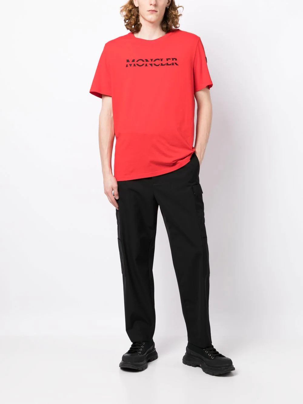 MONCLER Logo-print Cotton T-Shirt Red – MAISONDEFASHION.COM