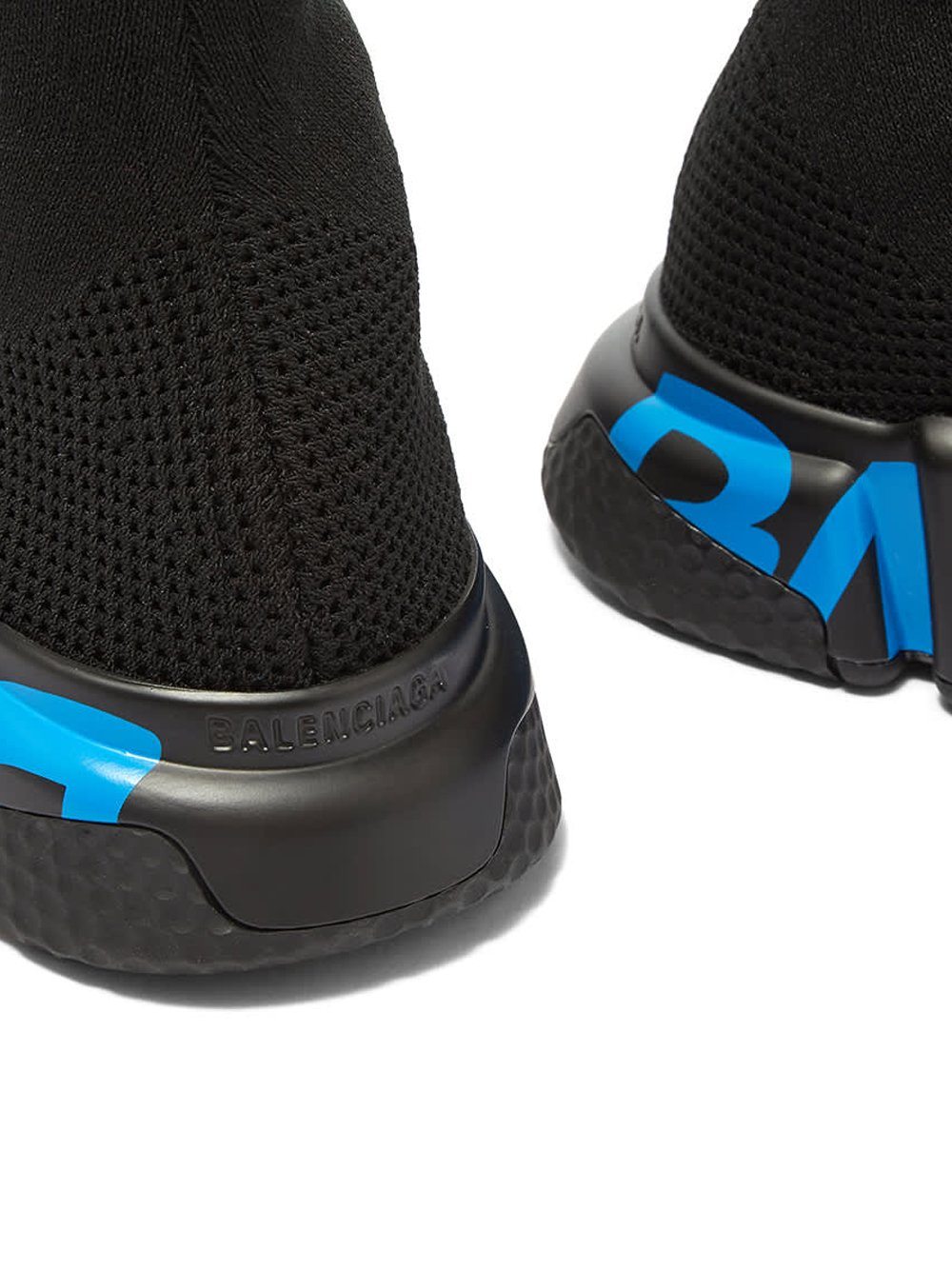 BALENCIAGA Laced Speed Runner Black/Blue Graffiti - MAISONDEFASHION.COM