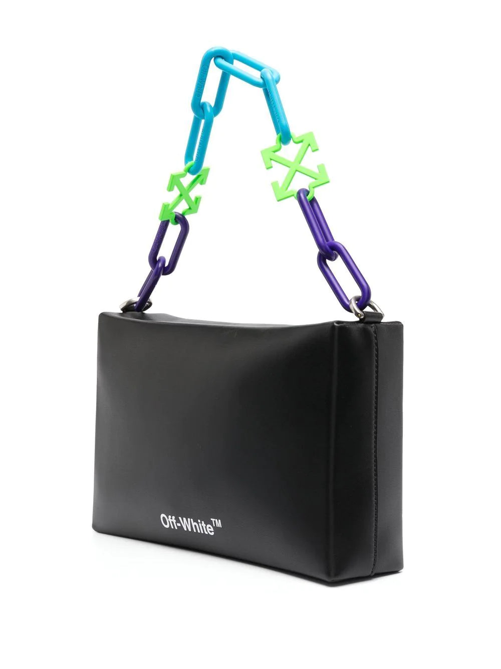 OFF-WHITE WOMEN Block Pouch Quote Clutch Bag Black/Green OFF-WHITE WOMEN Block Pouch Quote Clutch Bag Black/Green