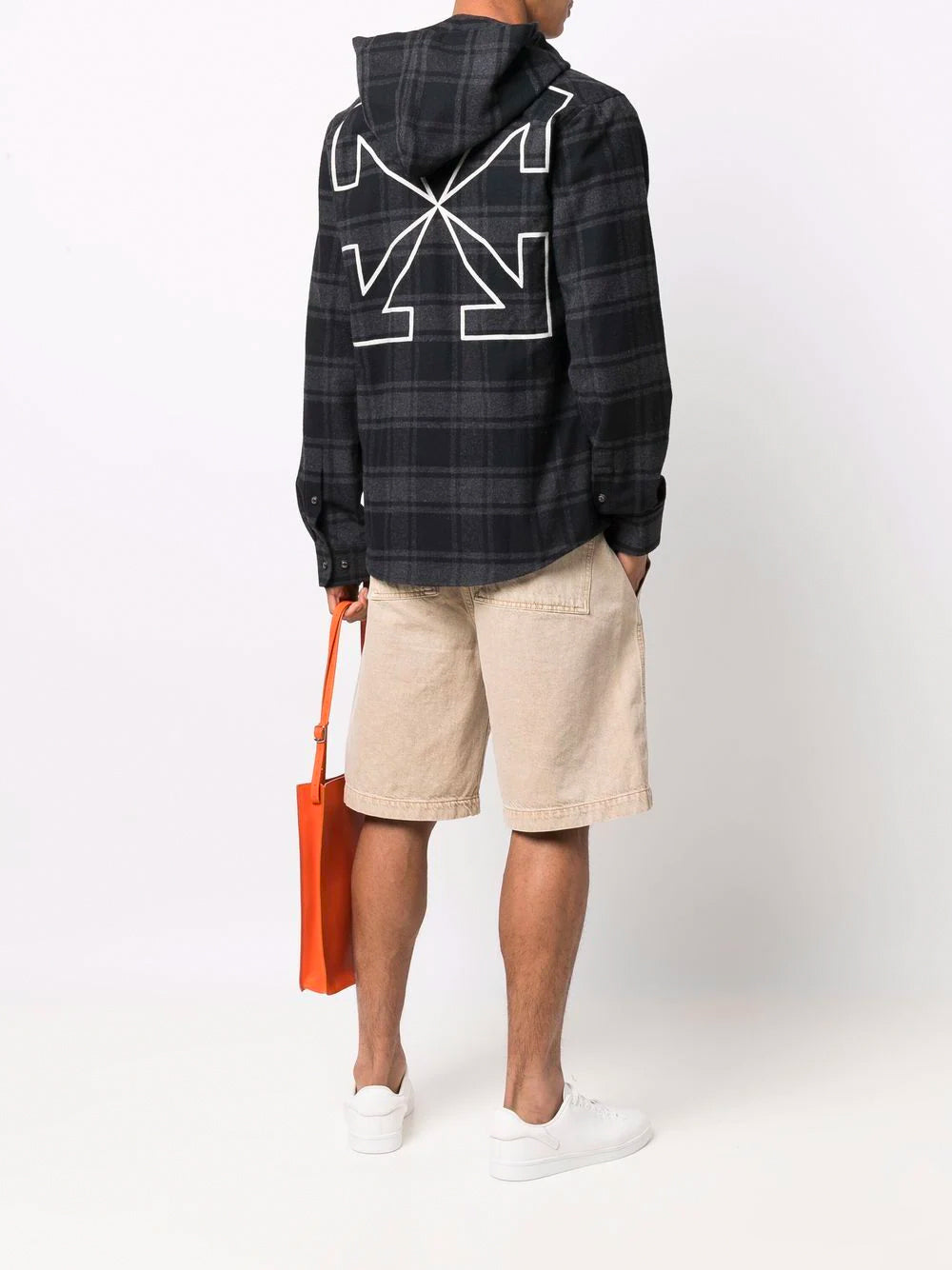 トップス OFF-WHITE Arrow Hooded Flannel Shirt OFF-WHITE Arrow Print Hooded Flannel Shirt – MAISONDEFASHION.COM