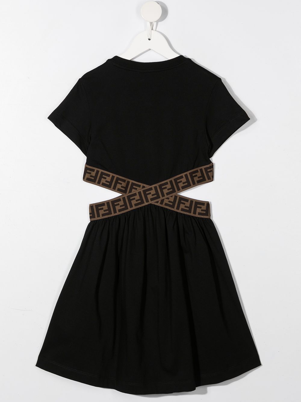 fendi cut out dress Fendi Girls Black & Beige FF Logo Cut-Out Waist Dress