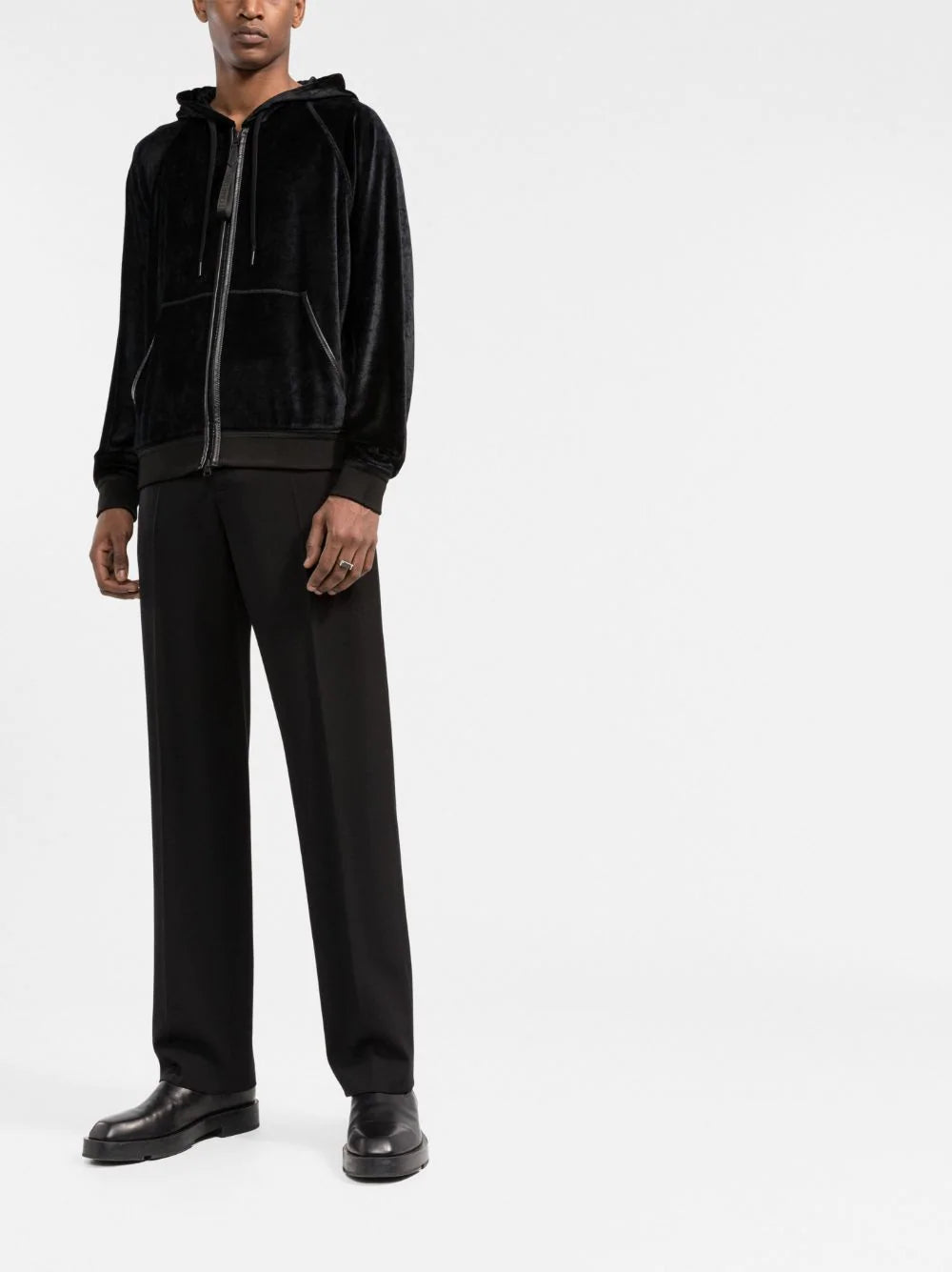 TOM FORD Velour Zipped Hoodie Black – MAISONDEFASHION.COM