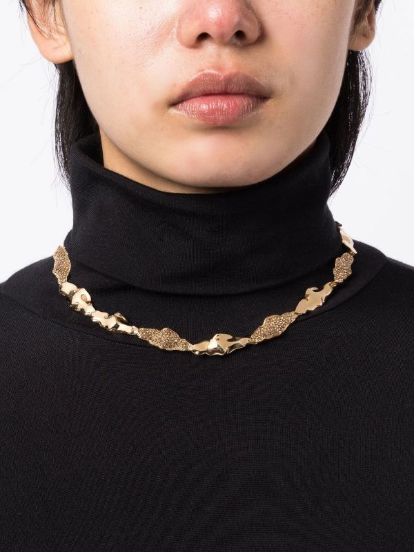 LANVIN WOMEN Strass Petals Necklace Gold Crystal  display picture 3
