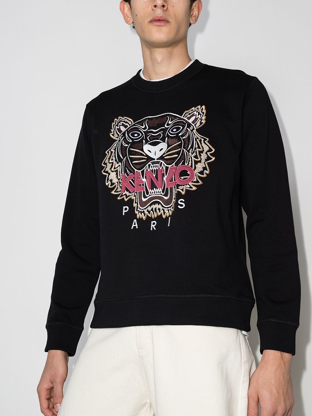 Embroidered Sweatshirt All Black Kenzo Jumper Kenzo Varsity Jungle